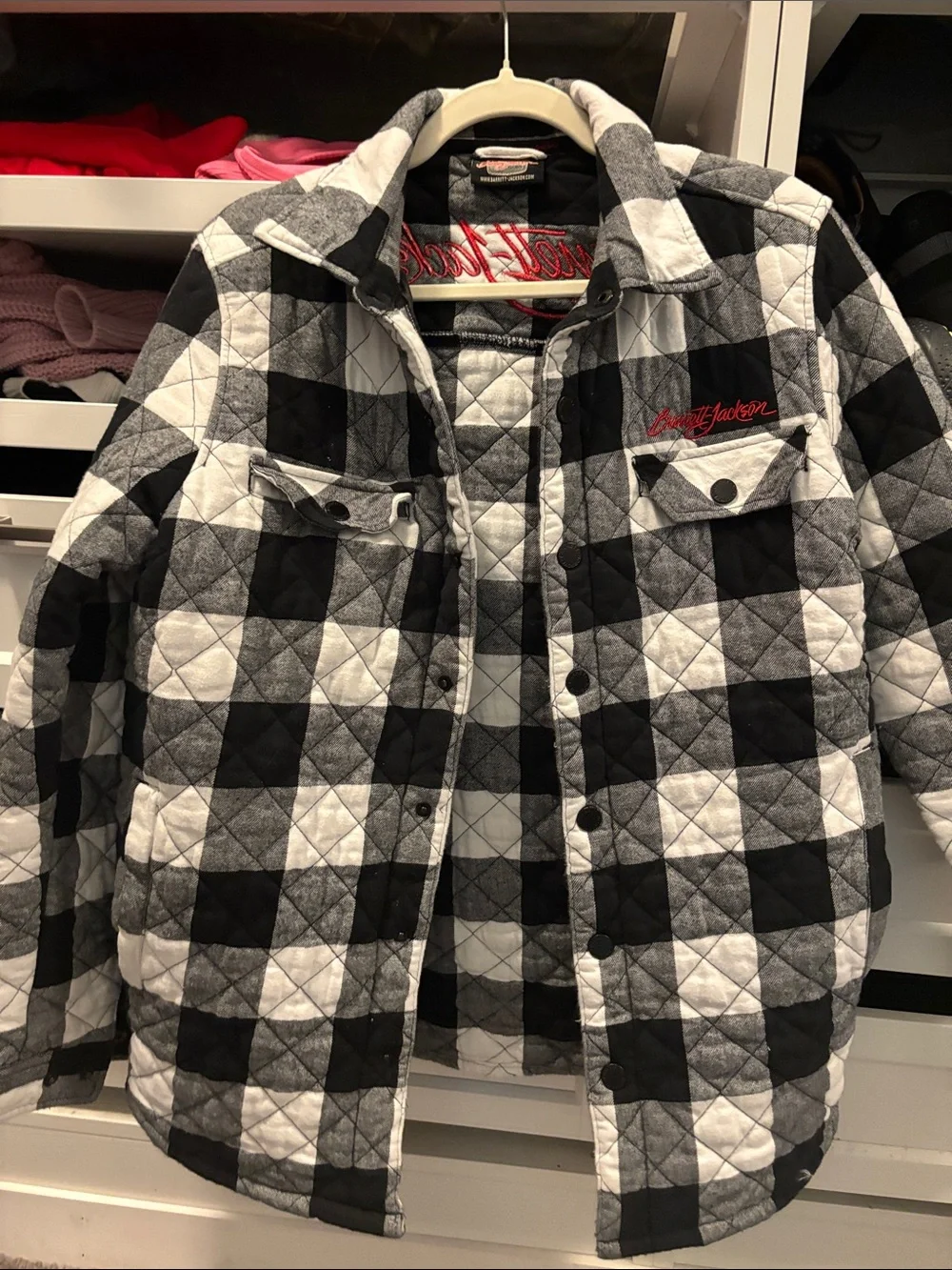 Adult men’s Barrett Jackson Black & White Quilted Plaid Jacket